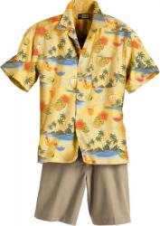 UNISEX TROPICAL PRINT CAMP SHIRT